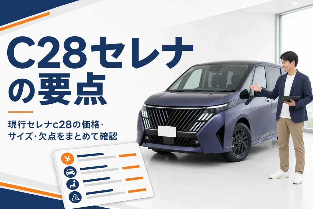 現行C28セレナの要点をまとめたイメージ