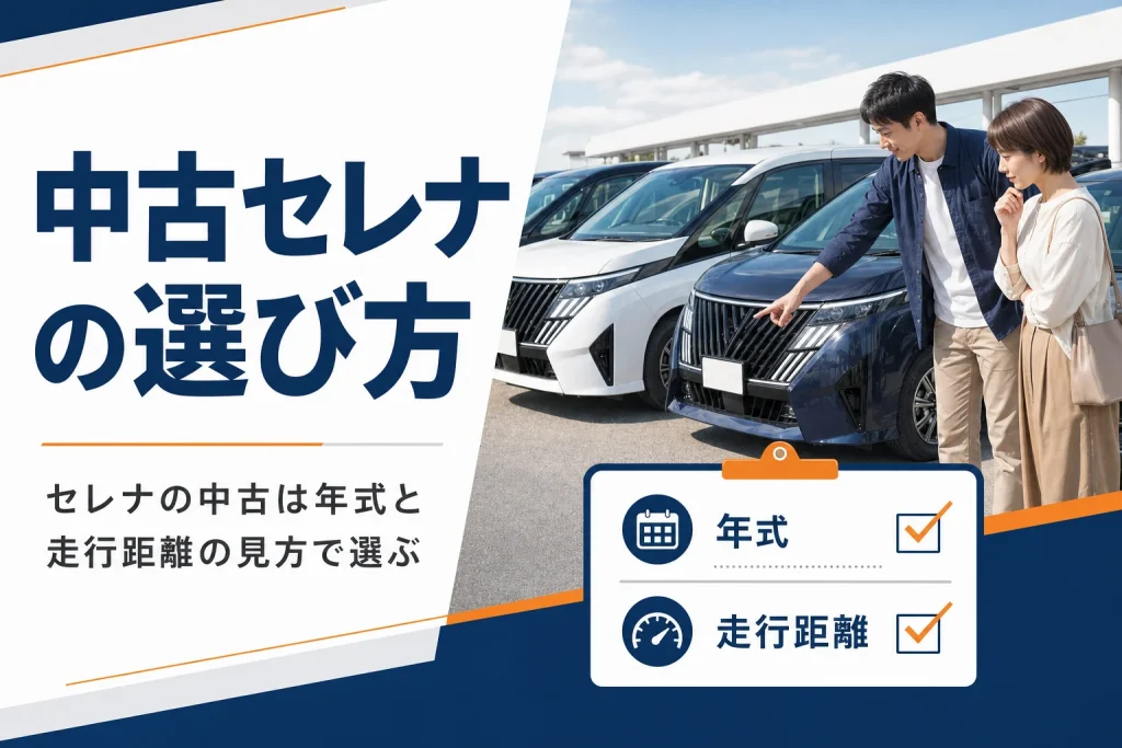 中古の日産セレナを年式と走行距離で選ぶイメージ