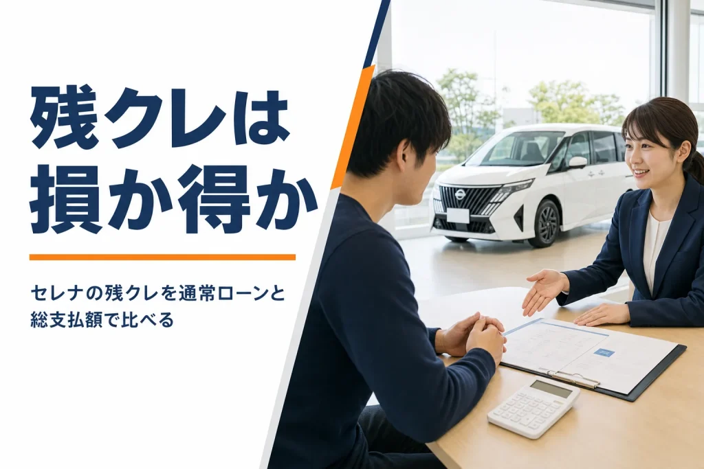 日産セレナの残クレと通常ローンの総支払額を比べる記事のアイキャッチ
